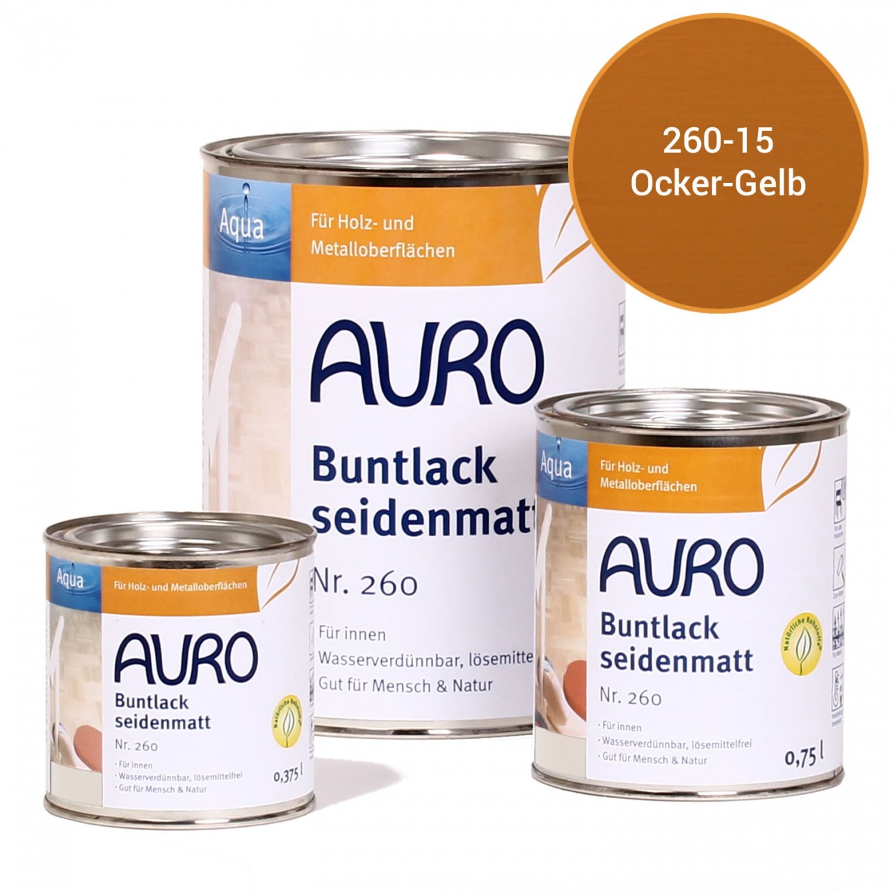 AURO Buntlack, seidenmatt Nr.260 Ocker-gelb